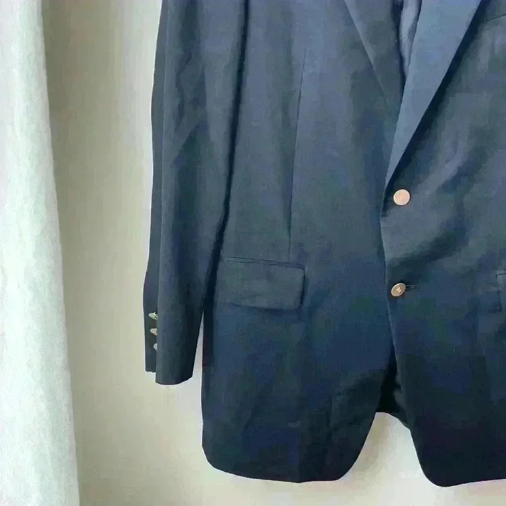 SAKS FIFTH AVE Blazer Men’s 41 Long, Blue wool cashmere blend two button style